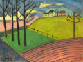 Prairies et hameau sur la colline