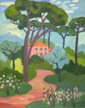 La maison rose dans les pins