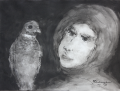 L'oiseau, 1957, Lavis aquarellé,