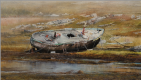 Op het droge in Applecross, pastel, 52x92cm, 2025